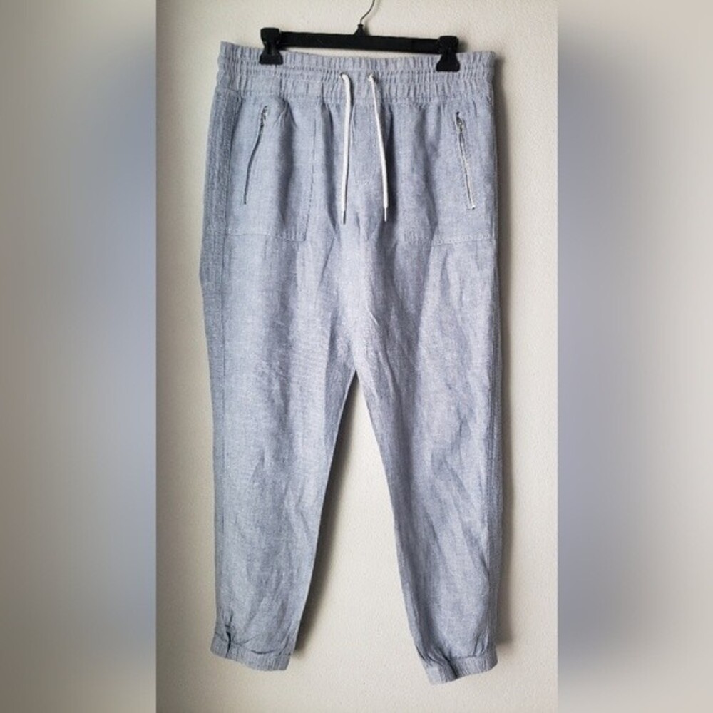 Athleta Cabo 100% Linen Jogger Size 10 Blue
